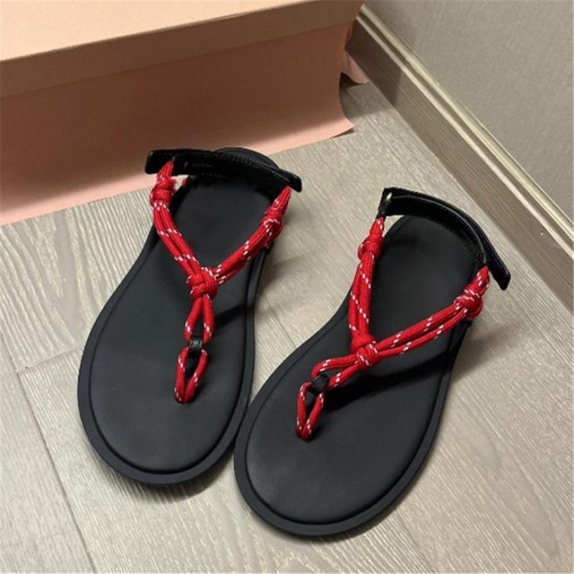 Женские сандалии в стиле ретро женская повседневная обувь на плоской подошве летние пляжные туфли на плоской подошве сандалии для отдыха и отпуска шлепанцы 40 красный 3720₽