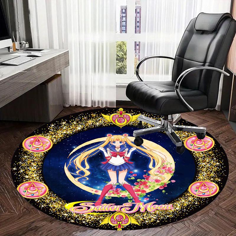 1pc Sailor MoonMagical Guardian of the Moon Round carpet, Made of Polyester,Perfect for Decorating Office Chairs, Living Rooms fplt673
