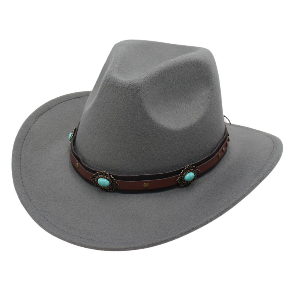 Western Cowboy Hat New Tibetan Ethnic Woolen Jazz Hat Grassland Outdoor Sunshade Top Hat