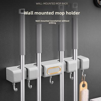 Wall-mounted Mop Rack Without Drilling, Broom, Mop Hook, Fixed Rack, Bathroom Door, Rear Storage Rack - A Great Tool