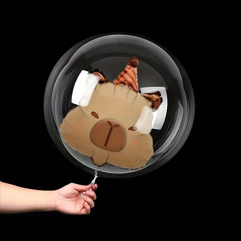 10pcs 24-Inch Transparent Bobo Ball and 16-Inch Mini Capybara Foil Balloon Set Birthday Wedding Party Decoration Photo Balloons