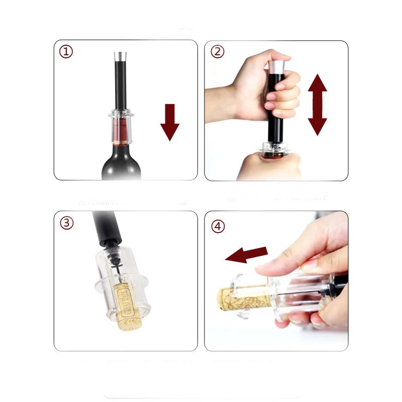 1Pcs Air Pump Wine Bottle Opener Portable Safe Aluminum Alloy Pin Cork Remover Air Pressure Corkscrew Kitchen Accessories Tools
