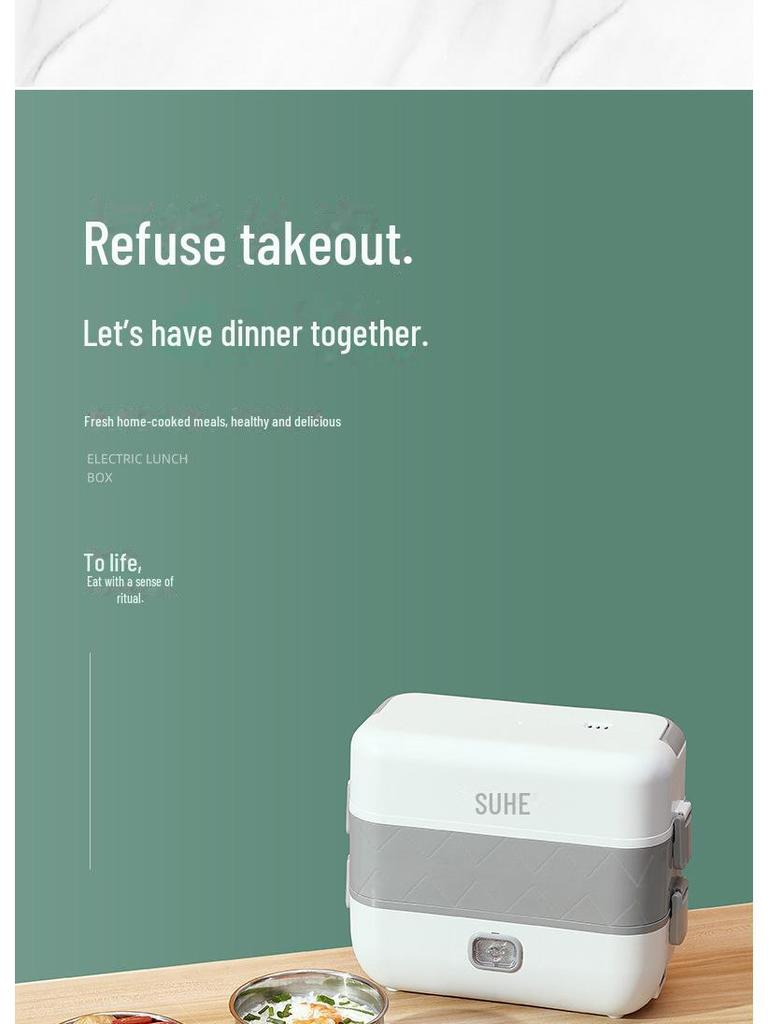 Portable Electric Lunch Box for Heating, Steaming, Cooking, and Warm Food Storage - Ideal for Office Workers