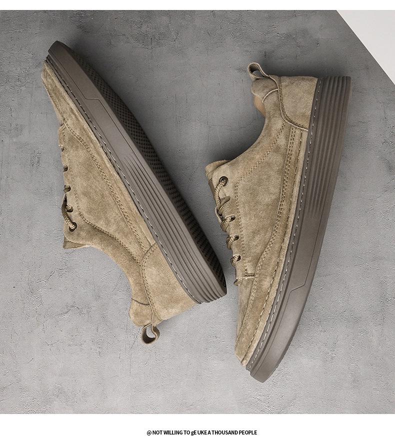 Men's Trendy British Casual Leather Sports Board Shoes, Retro Workwear Style