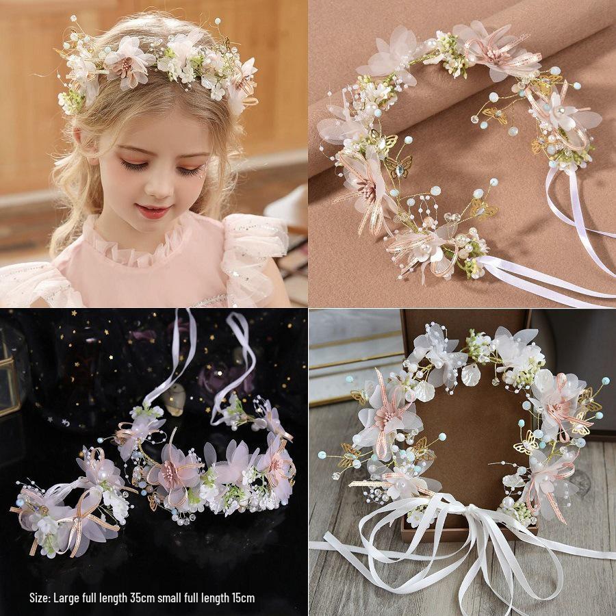 Corona Floreale per la Festa dei Bambini - Cerchietto Perla da Principessa & Accessorio Floreale Stile Foresta
