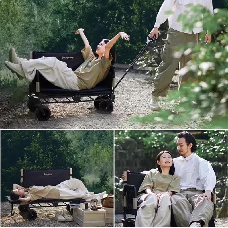 Collapsible Folding Utility Beach Cart Wagon Heavy Duty Large Capacity Fold Wagon Outdoor Trolley Portable Garden Camping Cart