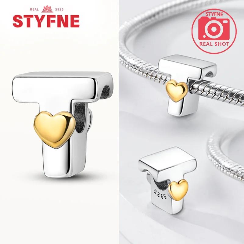 Silver 925 26 Alphabet Letters Charm Heart Love Bead for Charms Bracelets for Women DIY Fine Jewelry Gifts