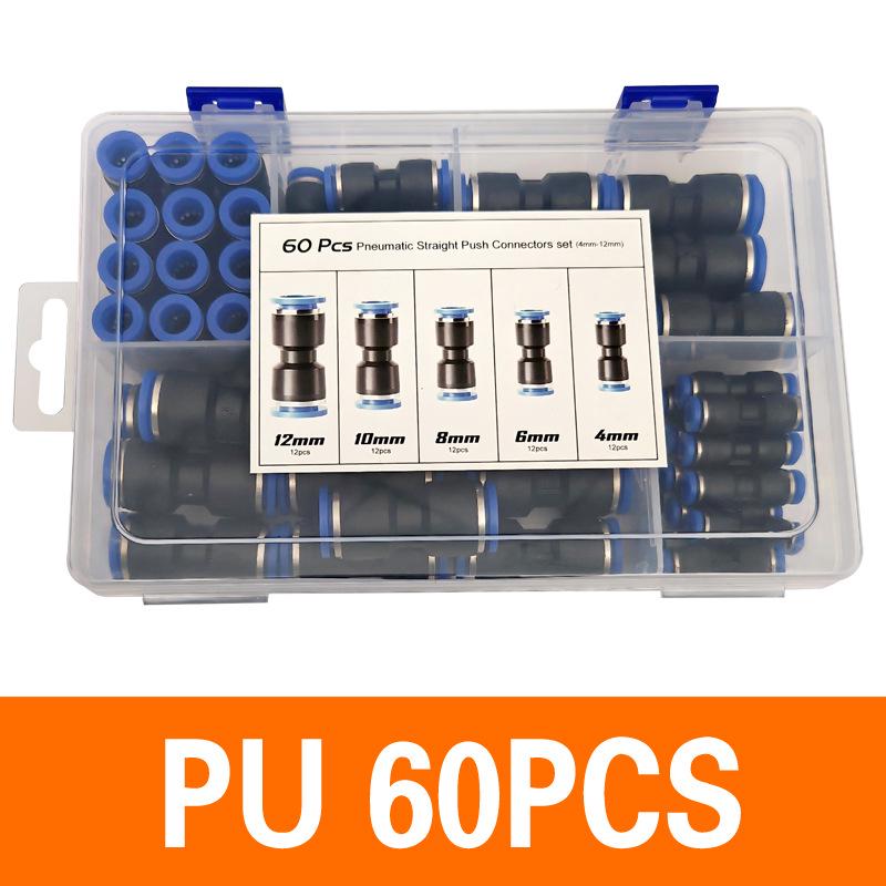 Boîte en plastique pneumatique à connexion rapide PU - 50PCS Droit, 60PCS Combinaison de connecteurs 4/6/8/10/12