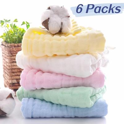 6 PEZZI Asciugamano Viso Schiumogeno per Bambini a Sei Strati Asciugamano Quadrato Schiumoso Asciugamano Quadrato Morbido Assorbente Colore Solido Asciugamano Bavaglino per Bambini