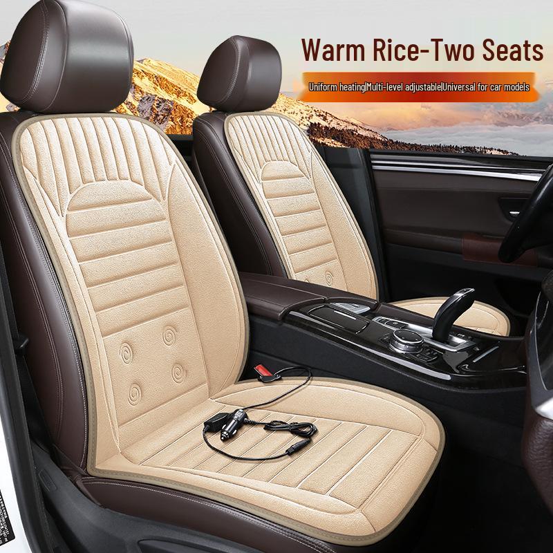 Car Heated Seat Cover with Backrest, 12V/24V for Sedans, Trucks, and Minivans.