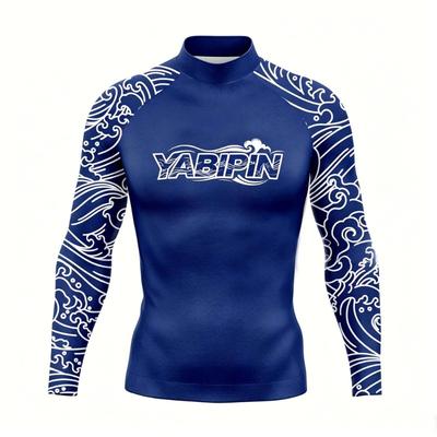 Men's Long Sleeve Mock Neck Rash Guard – UV Protection Quick-Dry Swim Shirt for Surfing, Diving & Beach Fishing