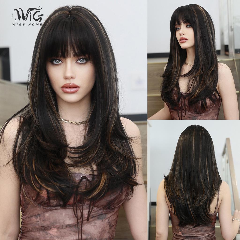 Women's Simulation Wig 65cm Hair Cospaly Long Straight Wig Full Headgear Rose Hair Net Headdress Beauty Decoration Wig