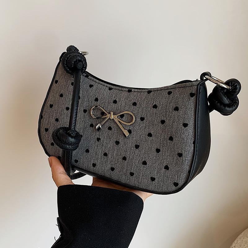 Popular Bow Polka Dot Underarm Bag Fashionable Simple Shoulder Bag French Niche Versatile Crossbody Bag