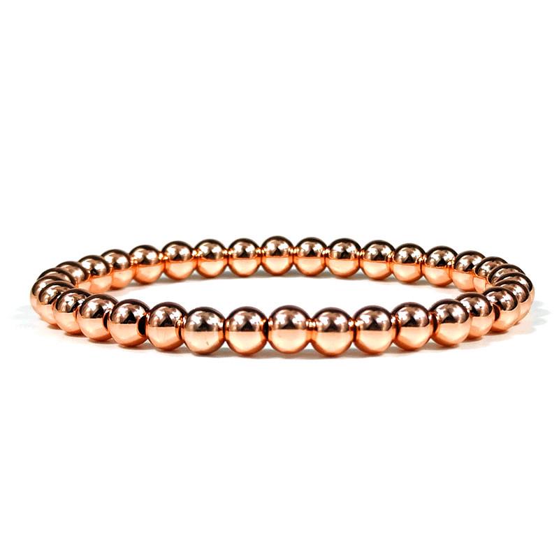 14K Gold Color-Preserving Cross Bracelet with 4-8mm Plated Copper Beads