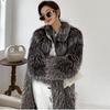Dámský podzimní a zimní stříbrný liščí kožich Imitace liščí kožešiny dlouhý kabát volný oversized top
