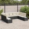 VidaXL 9-Piece Garden Sofa Set with Cushions Black Synthetic Rattan 3347217