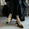 Design sense niche! Pointed single shoes women's French temperament with skirt bow word with thick heel Mary Jane shoes