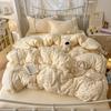 Korean Style Lace Skin-Friendly Double Layer Gauze Printed Bedding Set - Three or Four Pieces 