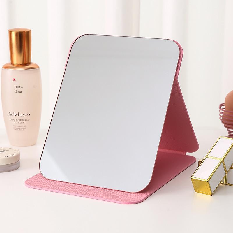 

Складное зеркало для макияжа из ПУ кожи: Портативный, Устанавливаемый на подставку, Высокой четкости для студентов и общежитий Small HD Mirror 15*20cm розовый