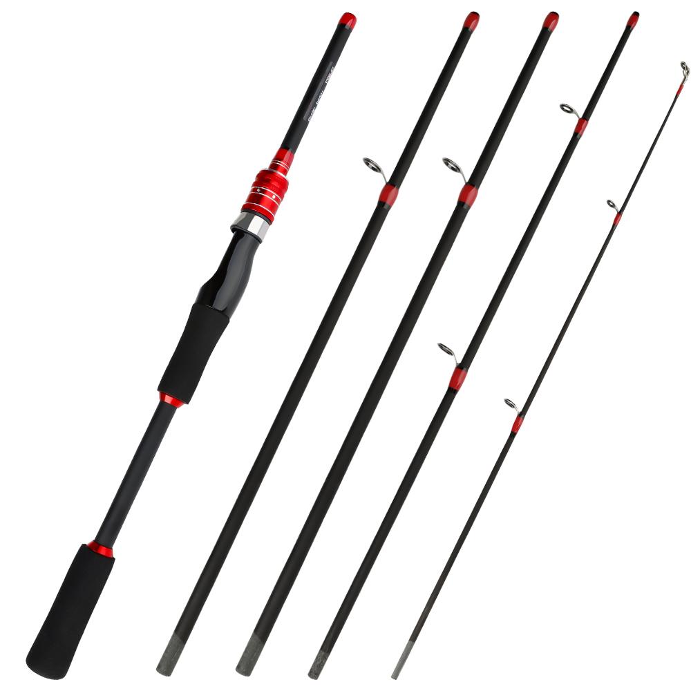 FTK NEW 1.8M 2.1M  Red Telescopic Fishing Rod Carbon Fiber Lengthen Wooden Handle Spinning Casting Rod Portable Trout Rod