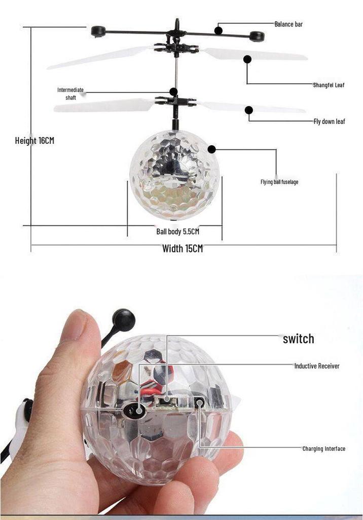 Douyin Induction Flying Luminous Hover Ball: Rechargeable Remote-Control Mini Drone Toy for Kids