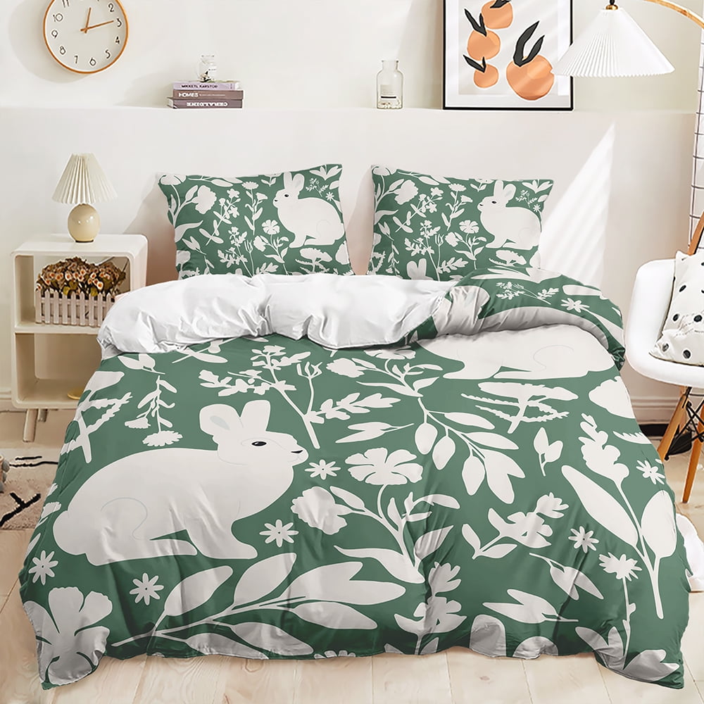Comforter Whimsical Rabbit Adorable Pink Bedding With Flowers Heart Motif For Rooms Suitable Children Kids And Adults