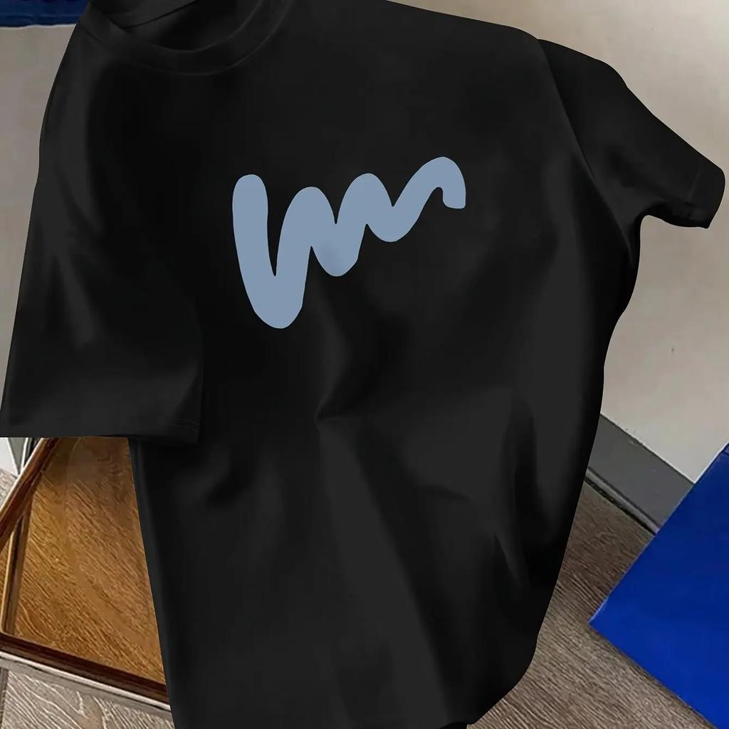 Men's round-neck short-sleeved 100% cotton comfortable casual T-shirt summer loose and creative printed short-sleeved top