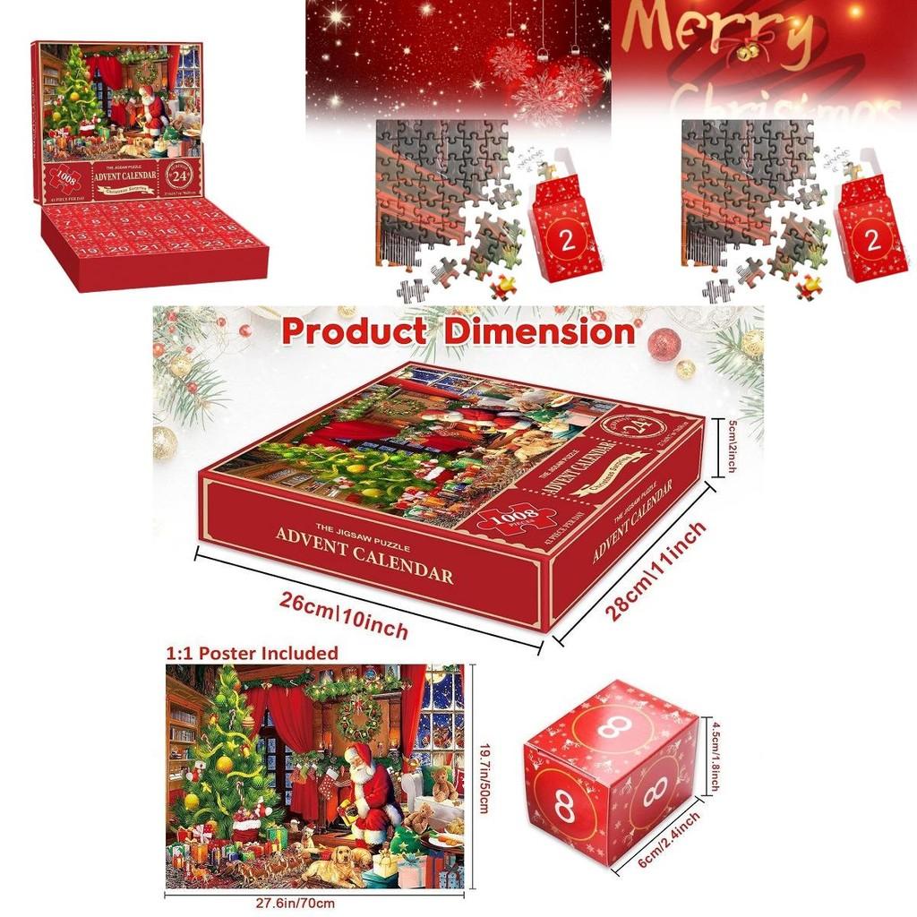 Vibrant Christmas Jigsaw Puzzle Advent Calendar Made From Premium Paper With 1008 Pieces