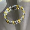S Sterling Silver Bracelet, Love Yellow Diamond Intercolor Love Shape Color Diamond Bracelet Women'S Cutting Temperament Bracelet