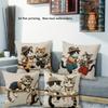 1/4 pz. Carini Copricuscini Decorativi Vintage con Amici Gatti, Adorabili Gatti su Corda, Federe Decorative per Cuscini in Stile Rustico
