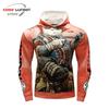 Mens Slim Fit Hooded Gym Workout Top Digital Print Long Sleeve Athletic Shirt Fitness Running Training