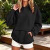 Damen Langarm Hoodie Pullover mit Taschen Farbe Lässiges Oberteil