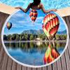 Romantic Round Beach Blanket,Hot Air Balloon Print Beach Towel,Anti-Sand Absorbent Quick-drying Pool Towel,Portable Picnic Mat
