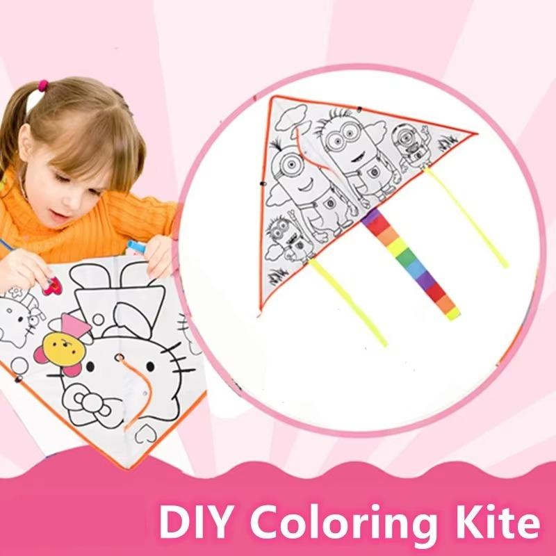 3Pcs DIY Kite Set - Easy To Fly White Kites with Swivel Line, Perfect for Kids' Outdoor Activities In Parks Beaches Grasslands