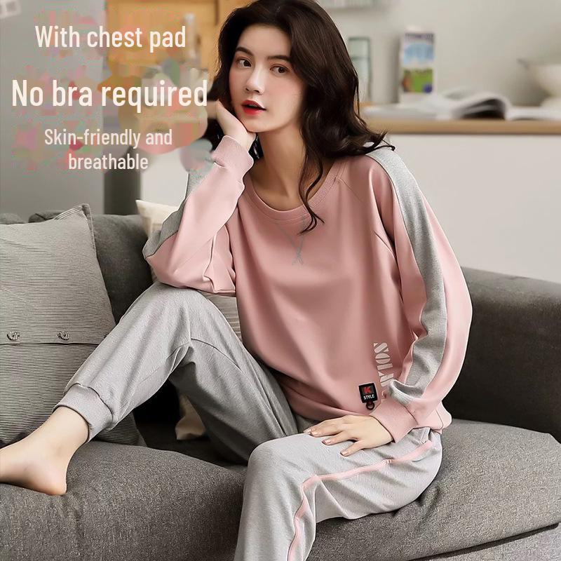Women's Long-Sleeve Padded Pajamas, Cute Cartoon Style, Large-Size, Spring & Autumn Homewear, 2024 New Collection.