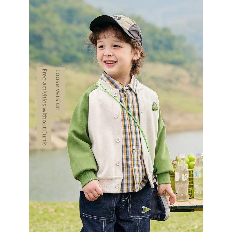 Right European Boys' Outdoor Outwear Contrast Color Raglan Sleeve Baseball Uniform New Arrival Spring Top Spring Kids Children's Clothing