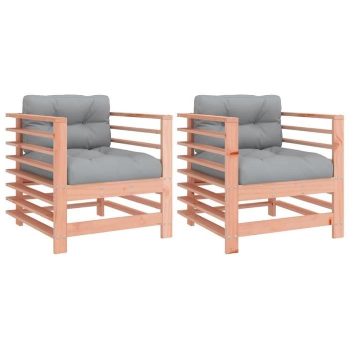 VidaXL Chaises de jardin avec coussins lot de 2 bois massif douglas 825679