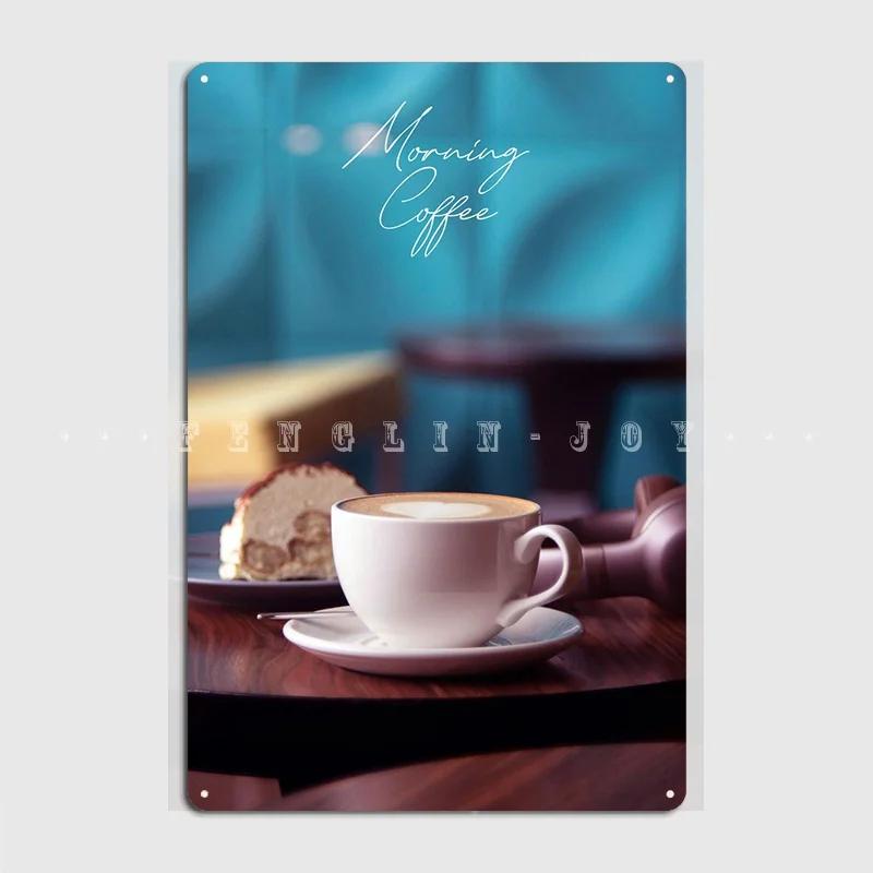 Morning Coffee Metal Sign Club Garage Club Create Wall Decor Tin Sign Poster