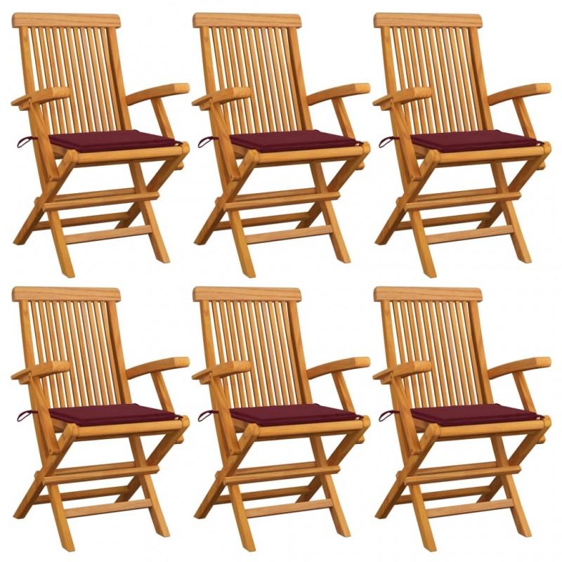 Day and Night - Day and Night Garden Chairs 6 Units Teak Wood with Red Cushions
