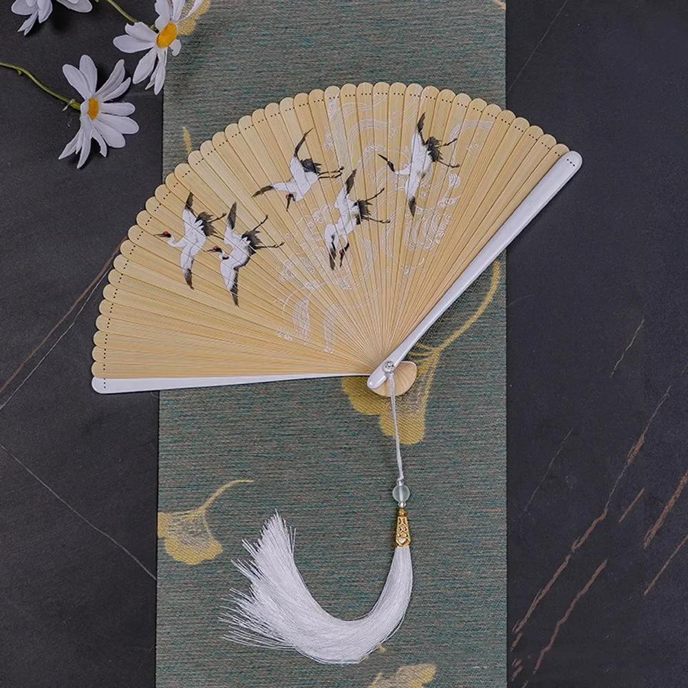 Chinese Style Japanese Classical Folding Fan Black Ancient Style Women's Folding Fan Portable Handmade Hand Fans Home Decoration