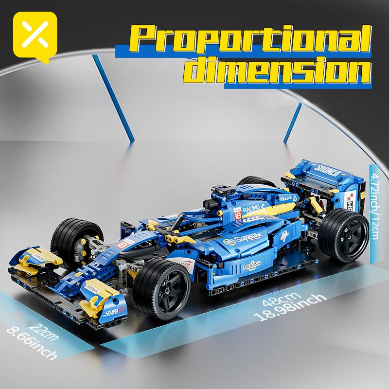 Toylinx 1:10 Building Racing Car Blocks Blue Car Desktop Decorations Collectible Model Car Kits Toy Festive Giving Gift No Box