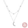 ORSA JEWELS Double Stacked Clavicle Choker Necklace 925 Sterling Silver Moon Pendant Necklace for Women Party Jewelry Gift BQN12