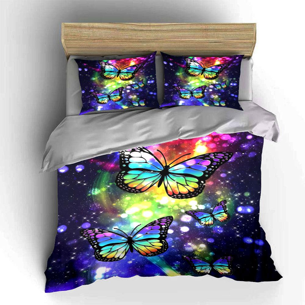 Rainbow Butterfly Decoration Set Multiple Sizes Kid'S And Adults' Bedroom Exquisite 3Pc Bedding Set, Gift