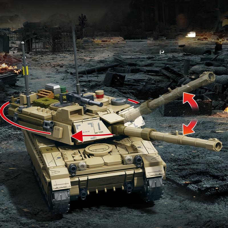 723pcs Military Series M1A2 Main Battle Tank Assembly Building Blocks Children's Toys No Box