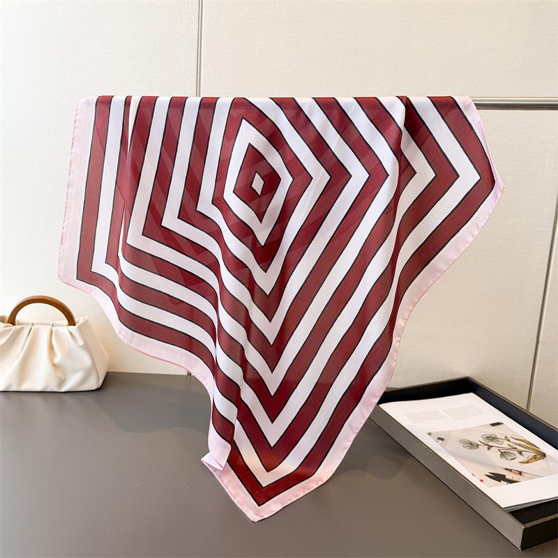 Geometrisches Muster Seiden-Quadratuch Damen Weiches Satin-Kopftuch Halstuch Hijab Damen-Kopfband Foulard Nackenbinden Taschentuch