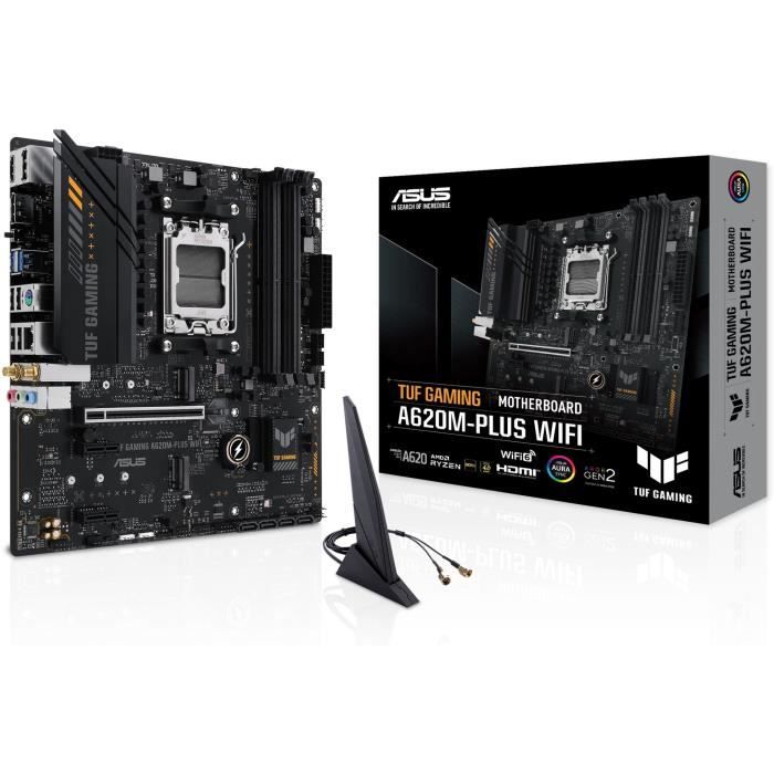 Carte Mère - ASUS - TUF GAMING A620M-PLUS WIFI - AMD A620 - Emplacement AM5 Micro ATX