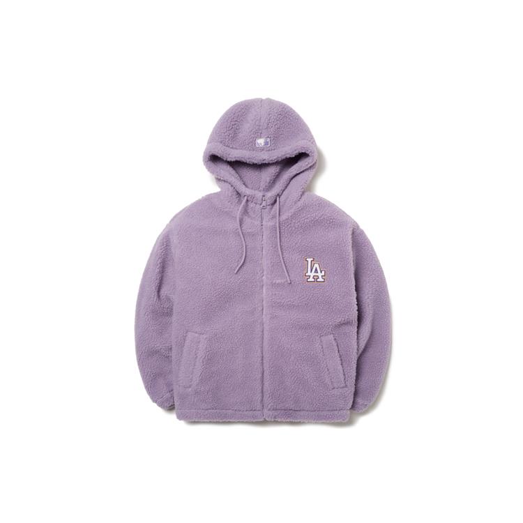 MLB Velvet Jackets Unisex Taro Purple Hooded Moderate 3AJPF1716-07LDL XS