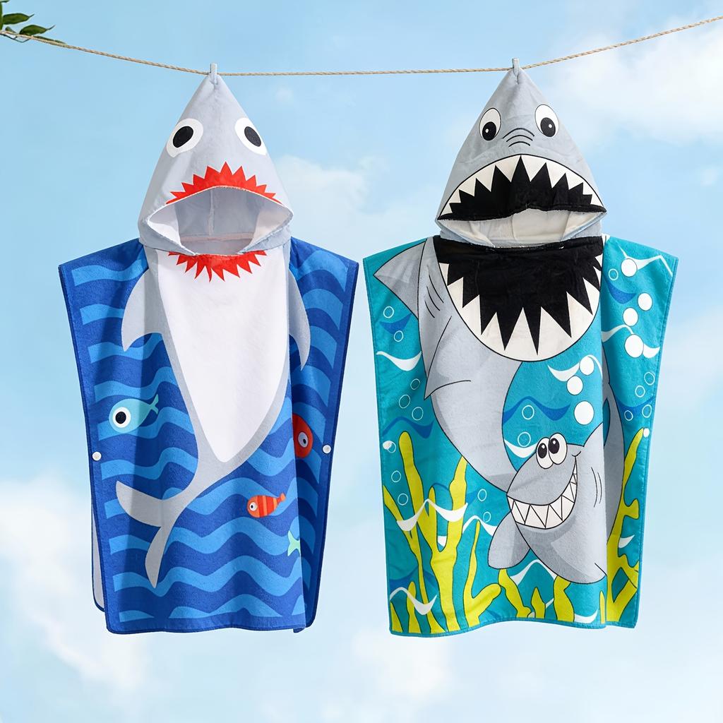 Children Bathing Stuff Kids Hooded Cape Towel Boy Shark Bathrobe Baby Dinosaur Bath Towel Girls Unicorn Beach Towel Wrap Blanket
