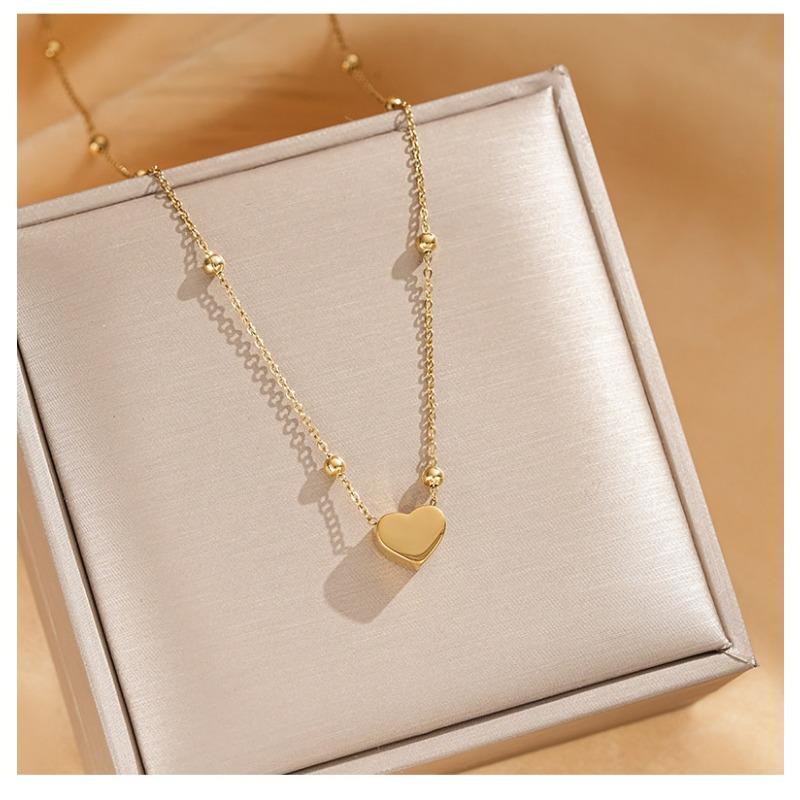Women Fashion Simple Love Heart Titanium Steel Clavicle Necklace Jewelry
