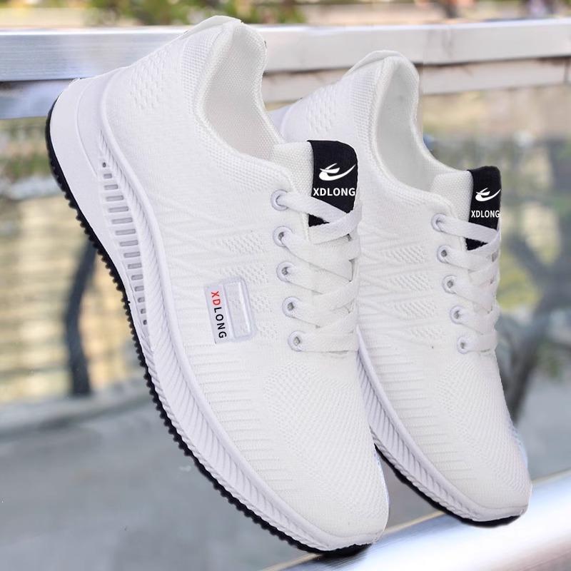 

Genuine men s shoes spring and autumn breathable 2026 new casual sports trendy shoes versatile trend flying woven shoes 39 белый